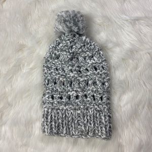 Gray Pom Pom Beanie
